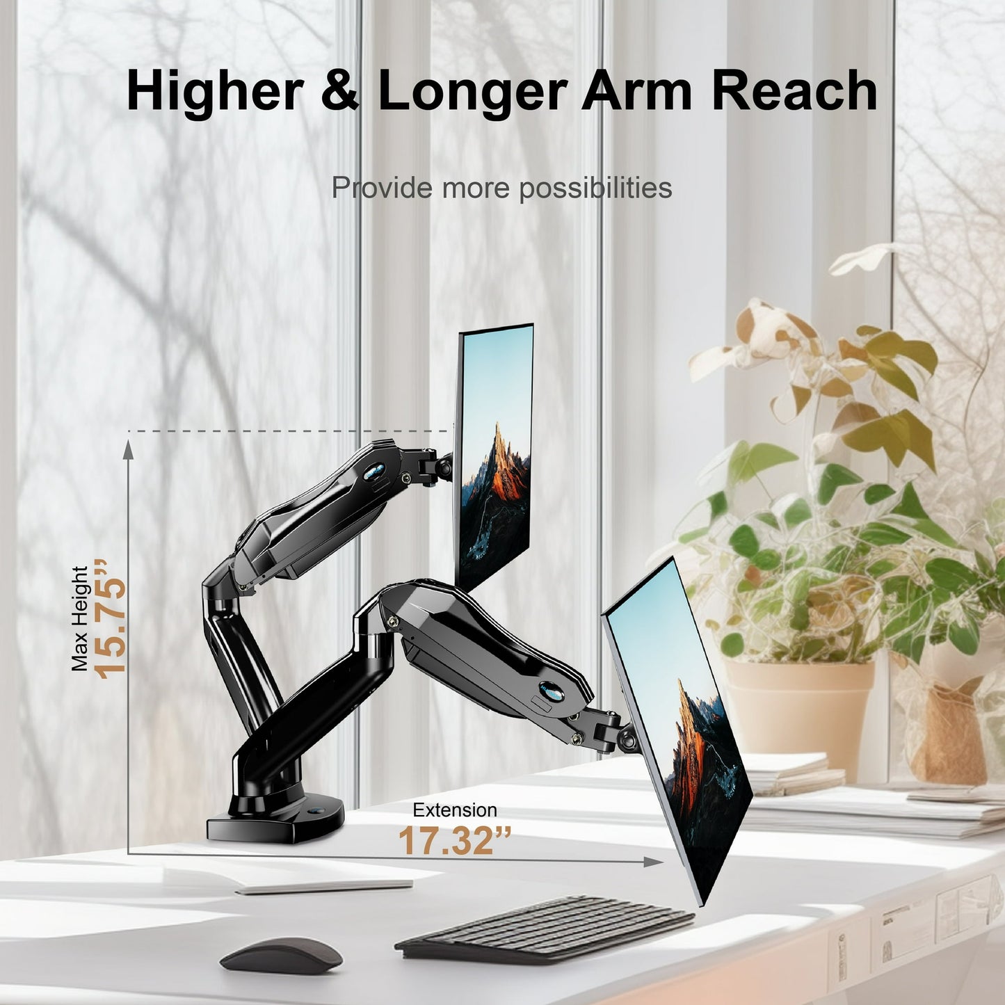 PERLESMITH Dual Monitor Stand, Desk Mount Base for 17-27 inch Computer Screens