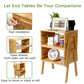 MONINXS Stackable End Tables, Bamboo Bedside Tables Storage Night tables for Bedroom, Set of 2