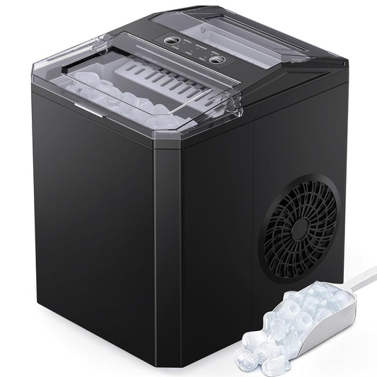 Countertop Ice Maker Machine, Portable Ice Makers Countertop, 26lbs/24H, 9 Cubes in 7 Mins, Self-Cleaning Ice Maker with Ice Scoop and Basket, Black