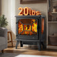 24'' Freestanding Electric Fireplace Heater Stove Portable Infrared Fireplace for Indoor, W/ Remote, Thermostat, 3 Variable Flame