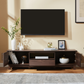 Mid-Century Modern TV Stand for 65″ TVs, Wood TV Console with Reeded 2-Door for Living Room, Brown