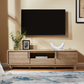 Mid-Century Modern TV Stand for 65″ TVs, Wood TV Console with Reeded 2-Door for Living Room, Nature