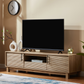 Mid-Century Modern TV Stand for 65″ TVs, Wood TV Console with Reeded 2-Door for Living Room, Nature
