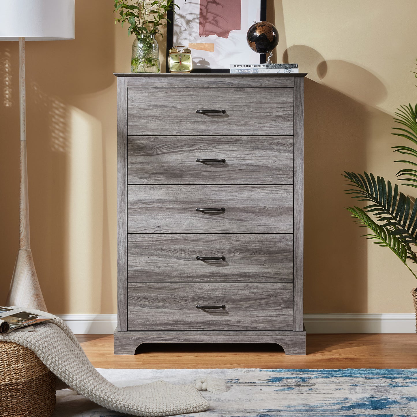 CHITOOMA 5 Dresser for Bedroom Wooden Chest of Drawers Dresser for Living Room, Entryway, Gray