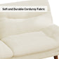 CHITOOMA 66'' Futon Sofa Bed, White Corduroy Memory Foam Futon Sleeper Sofa Loveseat Convertible Couch Bed for Small Compact Living Spaces,Apartment