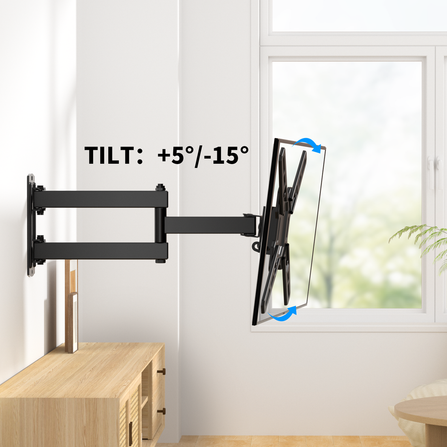MountFTV Full Motion TV Wall Mount Bracket 360°Rotation for 13-42 inch Flat Curved Screen Universal TVs & Monitors, Max 200x200mm, Holds up to 44 lbs