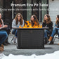 43" Rectangular Propane Gas Fire Pit Table with Glass Rocks for Patio & Garden, Black Outdoor Fireplace with Lid & Lava Rocks