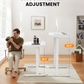 One Piece Glass Top Standing Desk with Drawer and Charging Ports, 55" x 24" Electric Height Adjustable Desk, Sit Stand up for Home Office, White