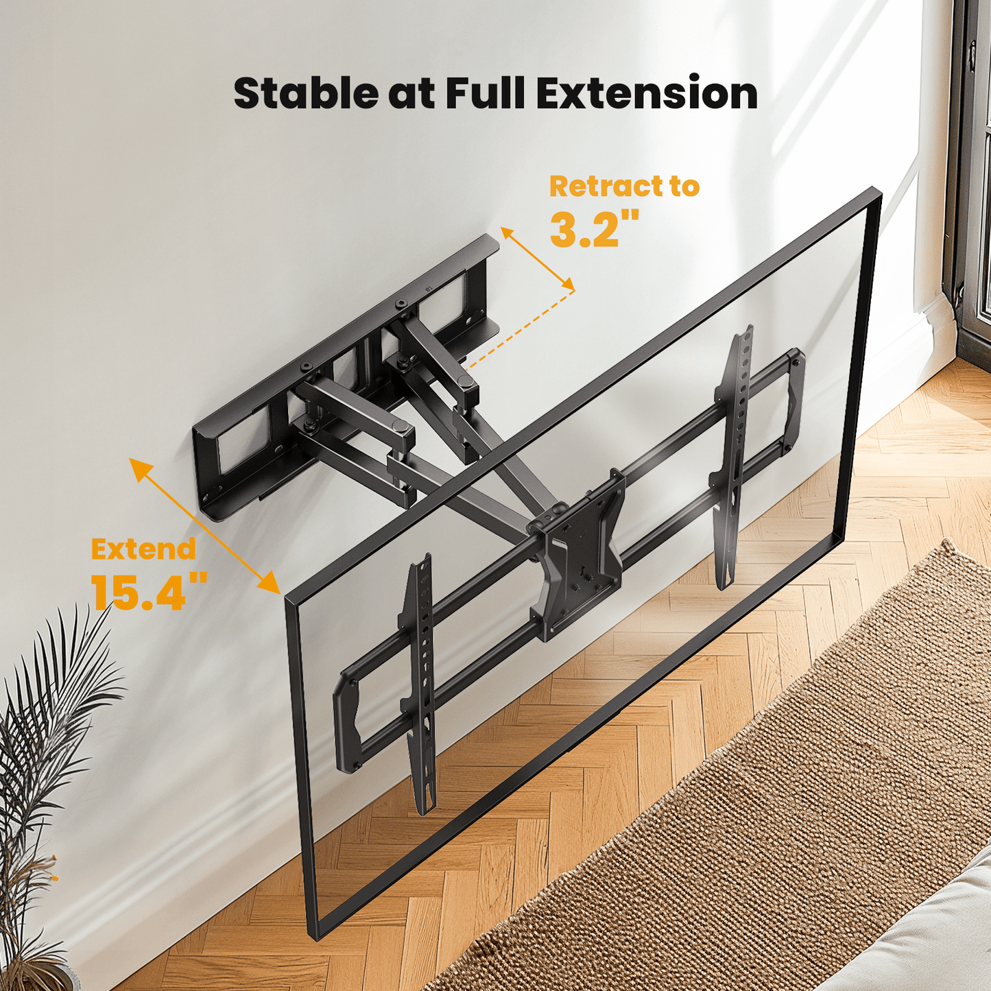 MountFTV Full Motion TV Wall Mount Bracket for 37-75 inch LED LCD OLED Curved TVs Monitors, Dual Articulating Extension Arms Tilt Swivel TV Wall Mount , Max 600x400mm, Holds up to 100lbs