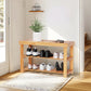 CHITOOMA 3 Tier Bamboo Shoe Storage Bench for Entryway,Wood Hallway Shoe Rack Shoe Organizer Shelf for Living Room Bedroom,Natural