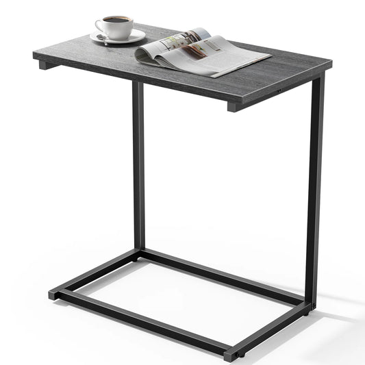 C Shaped End Table, Vintage Side Table for Couch, Laptop, Coffee, Snack, Sofa Side End Table C Shape for Living Room, 27"(H) x 19.7"(W) x 12.6"(D), Gray