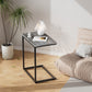 C Shaped End Table, Vintage Side Table for Couch, Laptop, Coffee, Snack, Sofa Side End Table C Shape for Living Room, 27"(H) x 19.7"(W) x 12.6"(D), Gray