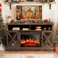 Electric Fireplace TV Stand for 70 inch TVs Farmhouse TV Console with 23″ Fireplace, Vintage Brown