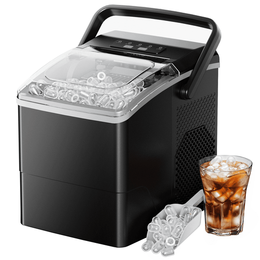 Countertop Ice Makers Machine 6 Mins 9 Bullet Ice, 26 Lbs/24 Hrs, Bullet Ice Maker with Self Cleaning Function, Portable Ice Maker for Home Kitchen Party, Black