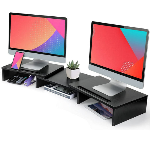 Myfurnideal Dual Monitor Stand Adjustable Monitor Stand Riser with Tablet & Cellphone Slot Computer Stand for PC, Computer, Laptop, Printer - Walmart.com