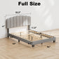 CHITOOMA Full Size Bed Frame with Adjustable Headboard, Grey Linen Upholstered Platform Bed Frame Full No Box Spring Needed, Noise-Free, Heavy Duty