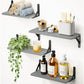 Floating Shelves Wall Mounted 4 Set,Wood Shelves for Wall Decor, Rustic Storage Shelf, Wall Shelves for Bedroom, Bathroom, Living Room, Kitchen, Office,Gray