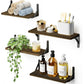 Floating Shelves Wall Mounted Set of 4, Wood Shelves for Wall Decor, Rustic Storage Shelf, Wall Shelves for Bedroom, Bathroom, Living Room, Kitchen, Office（Natural Brown）