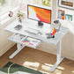 CHITOOMA 55" x 28" One Piece Glass Top Standing Desk with Drawer, Electric Height Adjustable Office Desk with USB Charging Ports, Sit to Stand Desk for Home