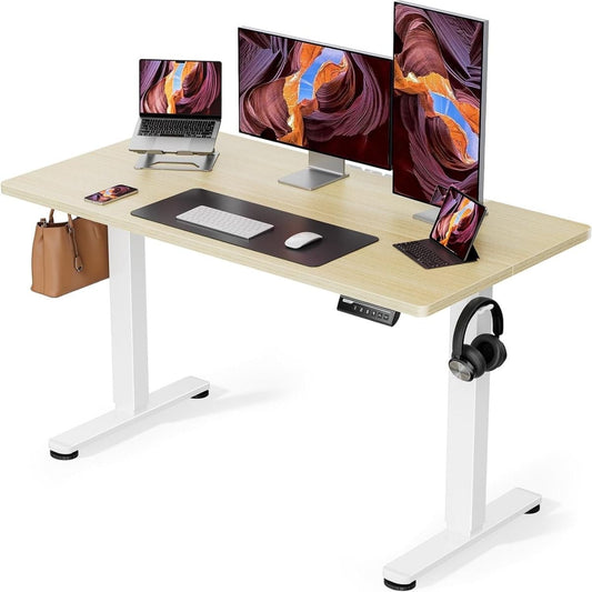 Height Adjustable Electric Standing Desk, 48 x 24 Inches Sit Stand up Desk,Natural