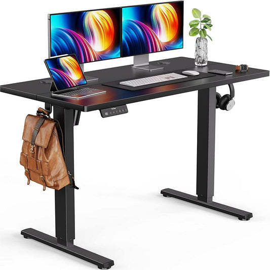 Kyspho Large Electric Standing Desk, 55 x 24 inch Height Adjustable Stand up Desk with Memory Preset, Sit Stand Home Office Desk, Black