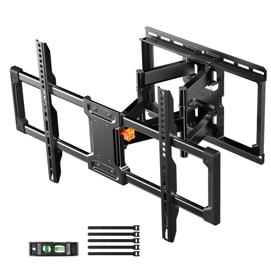 MountFTV Full Motion TV Wall Mount Bracket for Most 42-85 inch Curved TVs Lcd with Dual Articulating Arms, Swivel, Tilt, Max 600x400mm, Holds up to 132 lbs