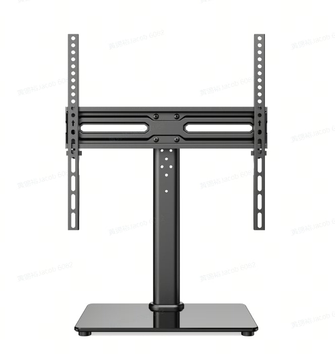 MountFTV Swivel Universal TV Stand Mount TV Stand for 27"-75" TVs Adjustable Height Table Top TV Stand Base Glass with Tray,Hold up to 100Lbs,Max 600x400mm
