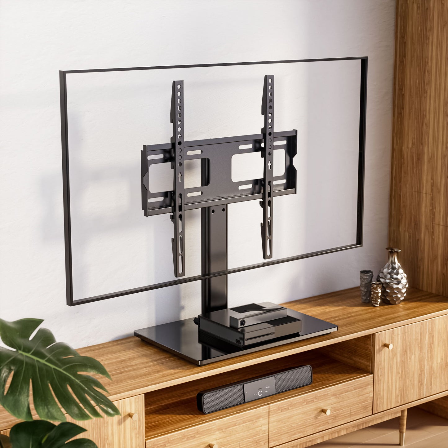 MountFTV Universal Swivel TV Stand Mount, Tabletop TV Stand for 32-55" TVs Max 400x400, Holds up to 88lbs
