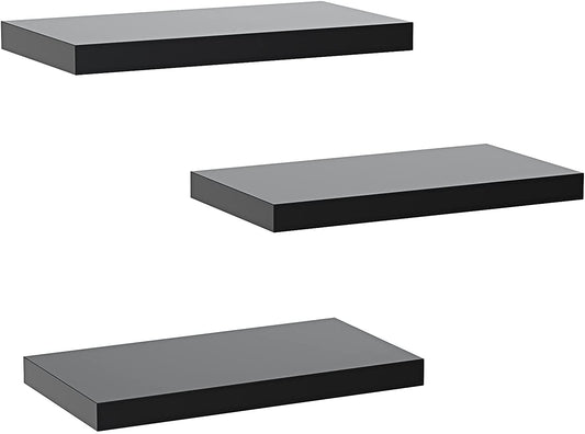 PERLESMITH 3 Sets Floating Shelves Invisible Wall Mounted Modern Faux Wood Storage Shelves
