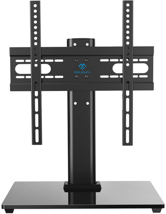 PERLESMITH Universal TV Stand for most 37- 55 inch LCD LED TVs - Height Adjustable TV Stand with Tempered Glass Base & Wire Management