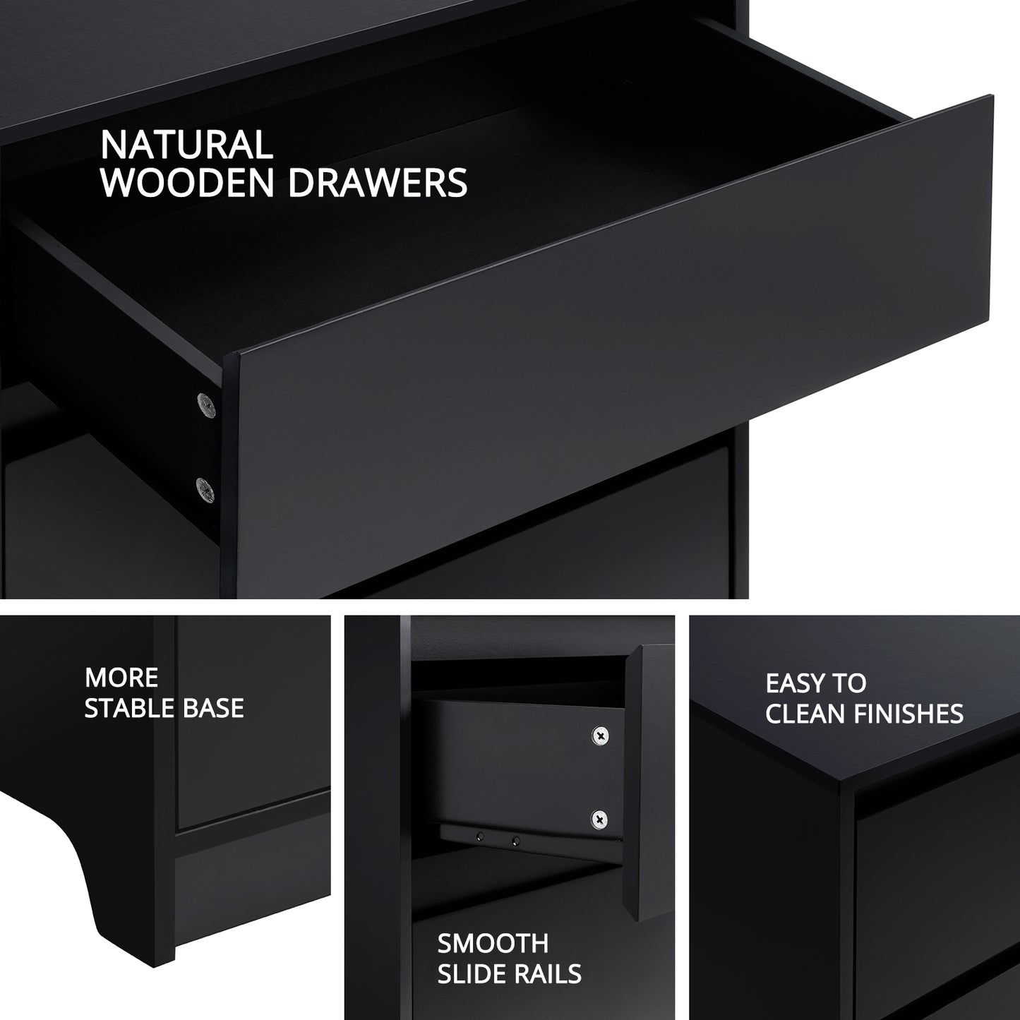 CHITOOMA 6 Drawer Dresser Wood Storage Cabine for Bedroom, Closet, Hallway, Entryway, Nursery Room, White