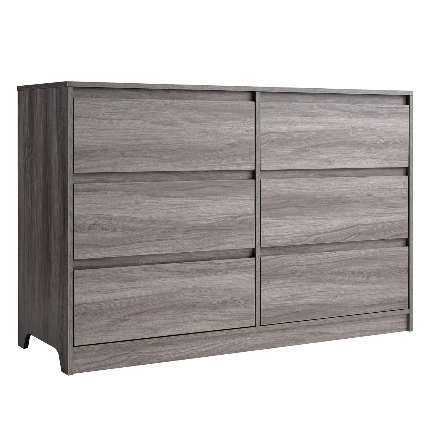 CHITOOMA 6 Drawer Dresser Wood Storage Cabine for Bedroom, Closet, Hallway, Entryway, Nursery Room, Gray