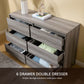 CHITOOMA 6 Drawer Dresser Wood Storage Cabine for Bedroom, Closet, Hallway, Entryway, Nursery Room, Gray