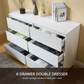 CHITOOMA 6 Drawer Dresser Wood Storage Cabine for Bedroom, Closet, Hallway, Entryway, Nursery Room, White