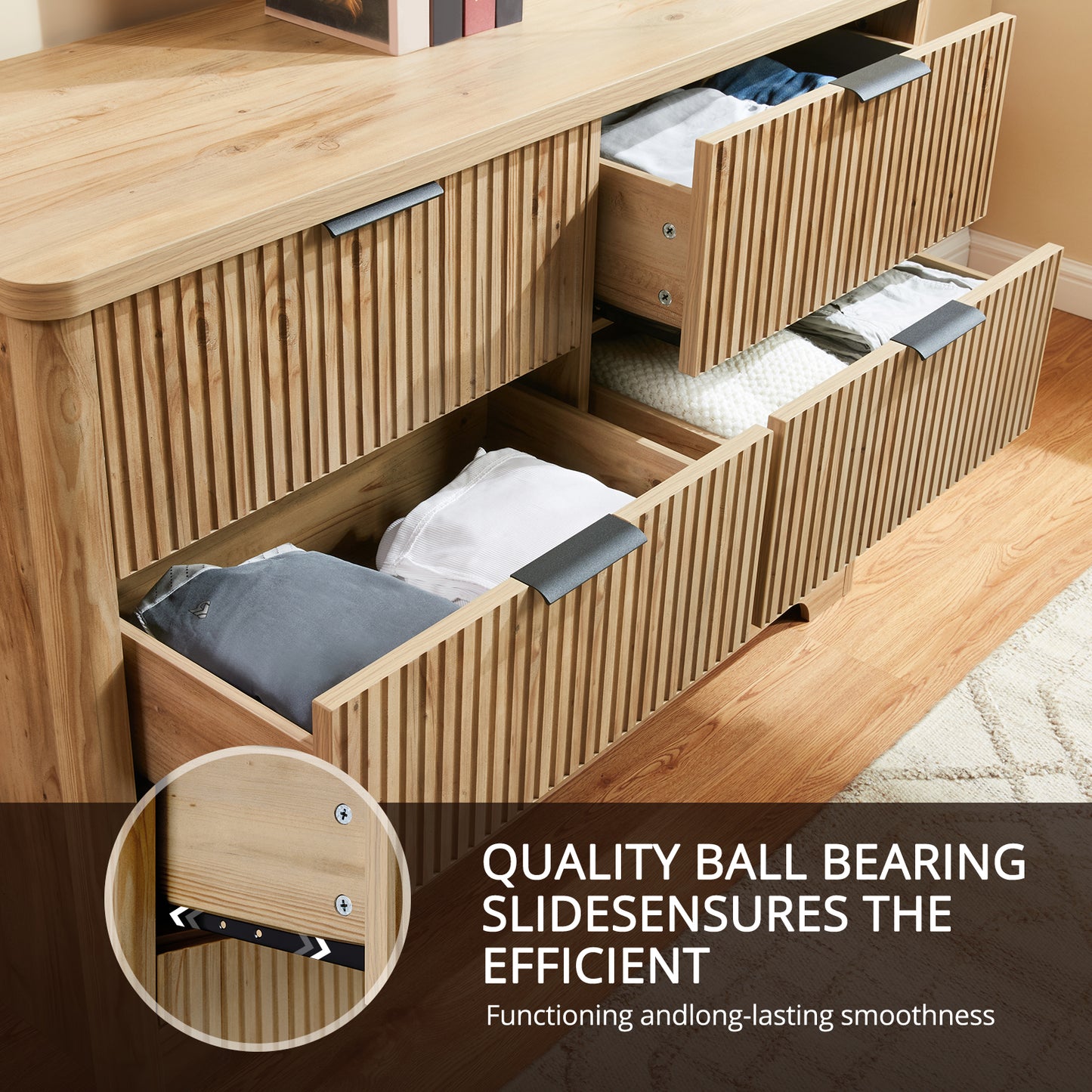 CHITOOMA 6 Drawer Dresser for Bedroom Modern Storage Tower for Closet, Hallway, Entryway, Nursery Room