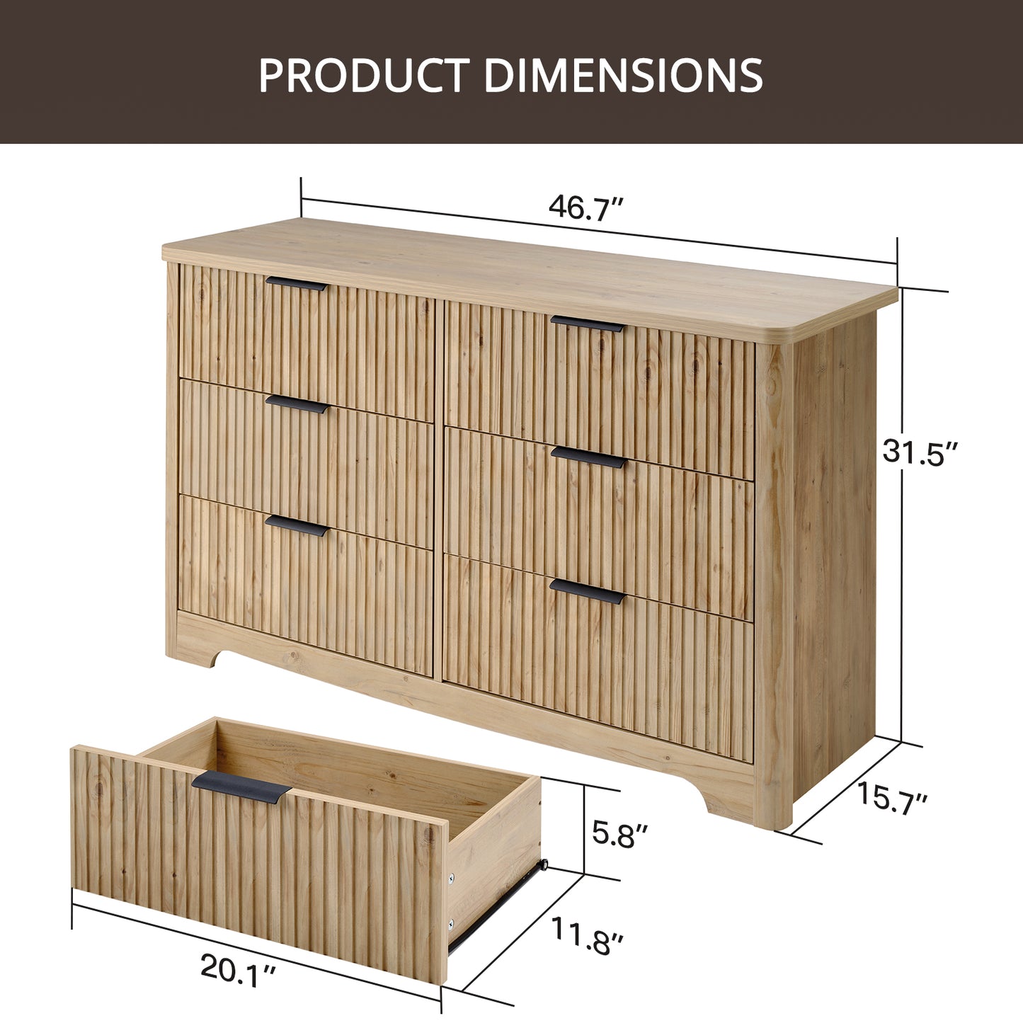 CHITOOMA 6 Drawer Dresser for Bedroom Modern Storage Tower for Closet, Hallway, Entryway, Nursery Room
