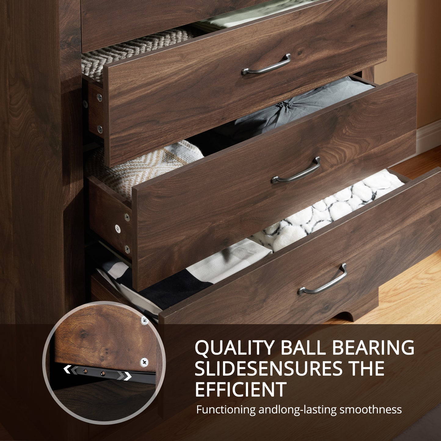 CHITOOMA 5 Drawer Dresser for Bedroom Modern Storage Tower for Closet, Hallway, Entryway, Nursery Room