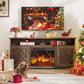 Electric Fireplace TV Stand for TVs up to 70 inch with Remote Control, Entertainment Center with 23″ Fireplace, Vintage Brown