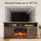Electric Fireplace TV Stand for TVs up to 70 inch with Remote Control, Entertainment Center with 23″ Fireplace, Vintage Brown