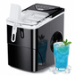 Philergo Ice Maker Countertop, 26lbs/Per Day, 9 Bullet Ice Cubes in 6 Mins, Self-Cleaning Ice Maker with Ice Scoop, Basket,2 Sizes of Bullet Shaped Ice for Home/Office/Kitchen,Black