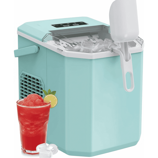 Philergo Ice Maker Countertop, 26lbs Per day, 9 Bullet Ice Cubes Ready in 6 Mins, Auto-Cleaning with Basket and Scoop for Home/RV/Camping/Party/Travel,Green