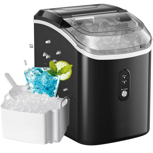Philergo Nugget Countertop Ice Maker, Chewable Pellet Ice Machine with Self-Cleaning for Home Kitchen, 34lbs/24Hrs, Black