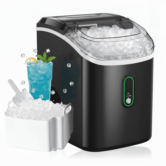 Philergo Nugget Ice Maker Countertop, 35lbs/Per Day, Self-Cleaning Sonic Ice Maker with Ice Scoop and Basket, Portable Chewable Pellet Ice for Home/Party/RV/Camping, Stainless Steels,Black
