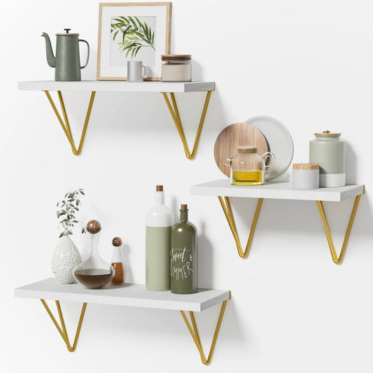 Set of 3 Wall Mounted Wooden Floating Shelves Storage Shelves Display Shelves for Livingroom Bedroom Kitchen Home Decor ,3 Sizes(11in. 14in. and 16in.)