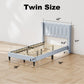 CHITOOMA Twin Bed Frame with Wingback Headboard, Velvet Upholstered Platform Bed Frame Twin Size No Box Spring Needed, Noise-Free, Heavy Duty, Light Grey