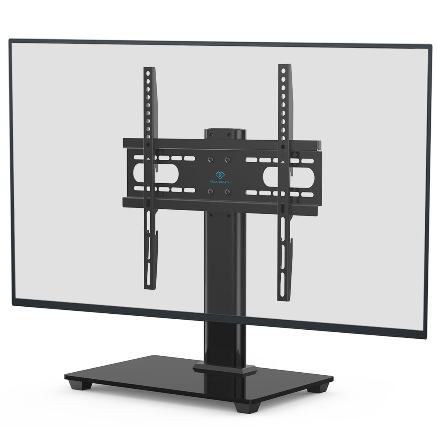 Universal TV Stand for 32-55 Inch TVs Height Adjustable TV Base Stand with Tempered Glass Base & Wire Managemen, Hold up to 88lbs, Max 400x400mm