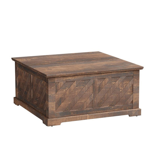 Lift Top Coffee Table, 35"x35" Wood Square Dining Center Table with Storage and Large Hidden Space for Living Room, Vintage Brown