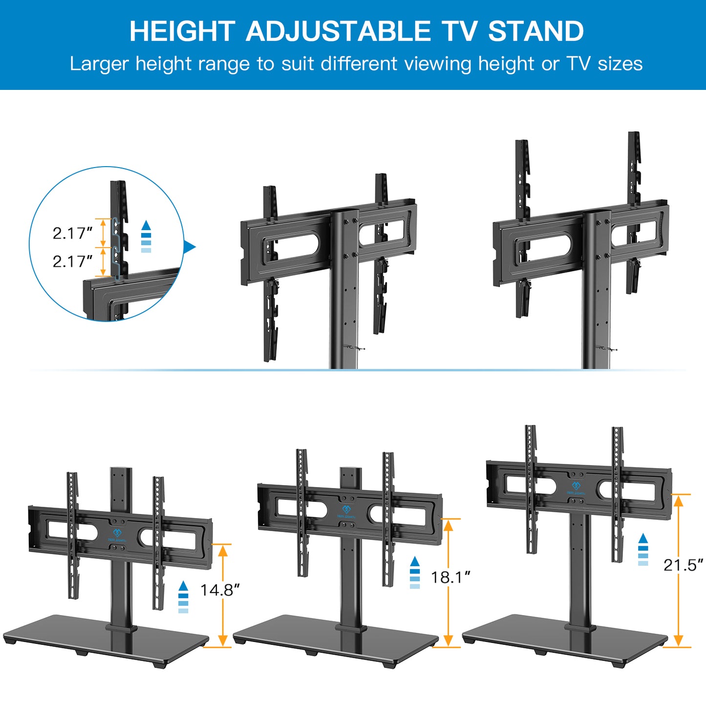 MountFTV Universal TV Stand for 37-75" Flat Screen TVs with Height Adjustable Max 600x400, Holds up to 99 lbs