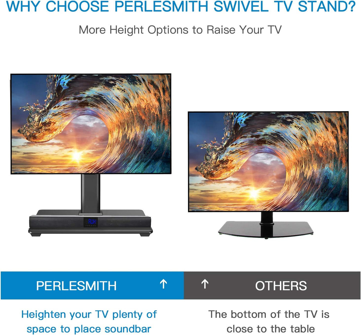 Universal TV Stand Table Top TV Base for 32 to 60 inch LCD LED OLED 4K Flat Screen TVs, Height Adjustable TV Stand Mount with Tempered Glass Base, Max 400x400mm,Holds up to 88lbs