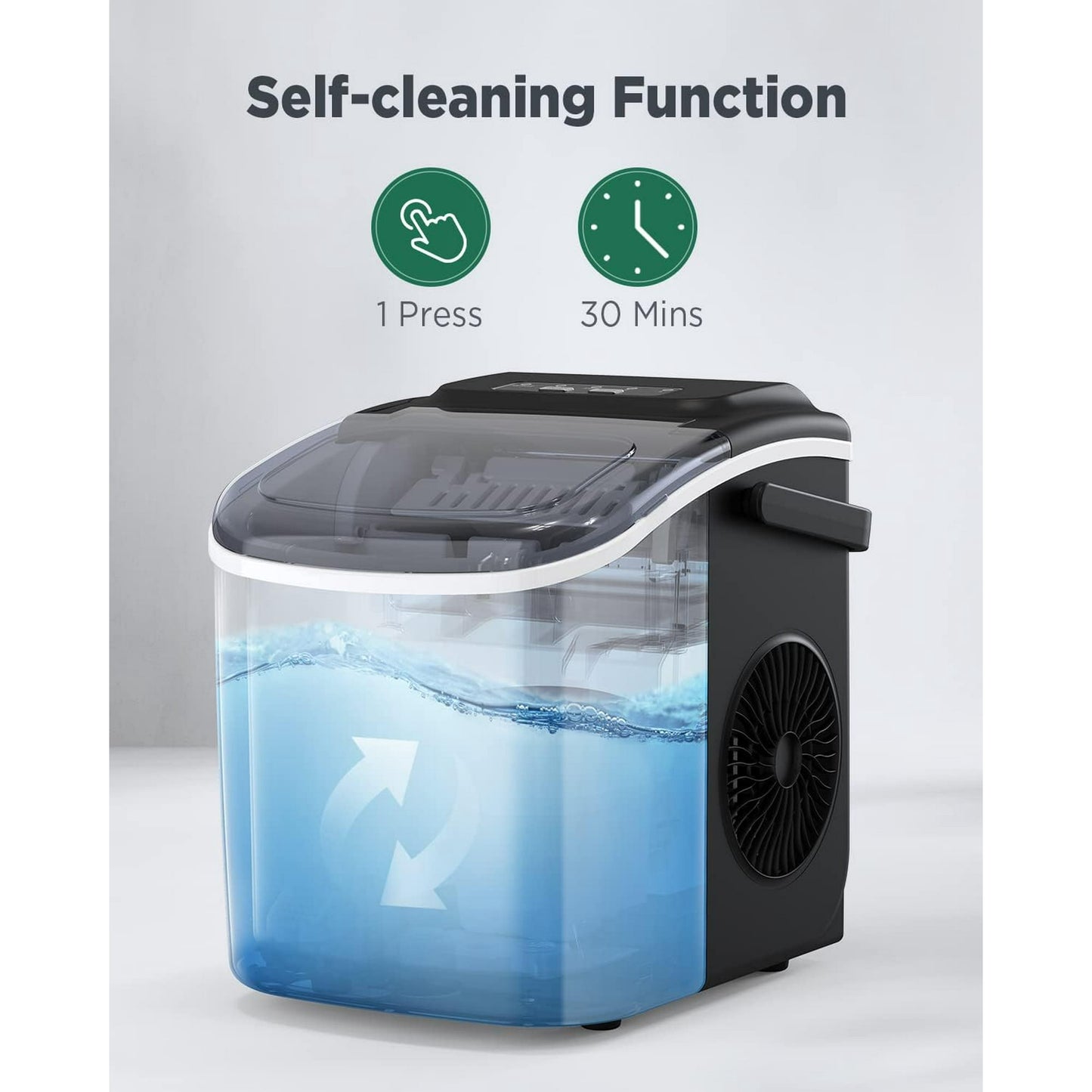 Philergo Portable Countertop Ice Maker, 26lbs/24Hrs Bullet Ice Machine Maker, 9 Cubes Ready in 6 Mins, Self-Cleaning Ice Machine with Ice Scoop and Basket, Black